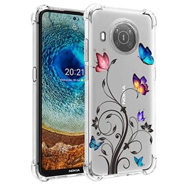 Imagem de Yodueiv Capa de telefone para Nokia X10, Nokia X20 TA-1332 TA-1341 Capa para meninas e mulheres, capa protetora transparente de TPU macio transparente para Nokia X10 5G (borboleta)