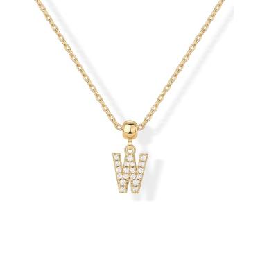 Imagem de PAVOI Colar delicado com letra inicial banhada a ouro 14K com pingentes - corrente ajustável com pingente de ouro com inicial feminina - pingentes removíveis com letras pequenas do alfabeto - joias