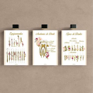 Imagem de Kit 3 Quadro Decorativo Dentista Odontologia Consultório - Telech
