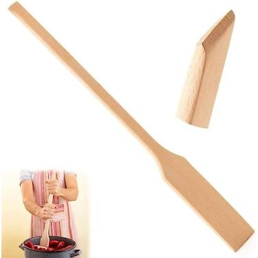 Imagem de IBLAY Espátula de madeira extralonga – Colher grande de madeira de faia de 61 cm para cozinhar, misturar, preparar em panelas grandes – Utensílios resistentes de cozinha, pás de mexer planas de cabo