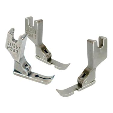 Imagem de Kit Pé Calcador de Ziper Direito Esquerdo e Central Para Maquina de Costura Reta Industrial Acessório para pregar zíper em máquina industrial Kit de calcadores para pregar zíper