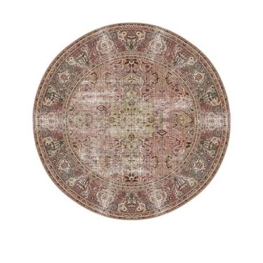 Imagem de HJZSZX Tapete redondo vintage, tapete decorativo artístico para sala de estar, fácil de limpar, lavável, sofá, quarto, tapete de brincar, YY008, C, diâmetro 160 cm