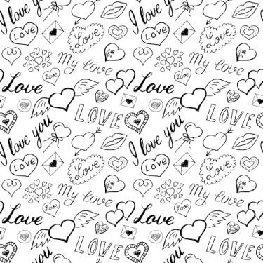 Imagem de Papel De Parede 10m Adesivo Amor Preto Branco Coração Jovem