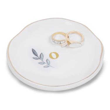 Imagem de Prato de anel de cerâmica personalizado, bandeja inicial de joias para anéis, brincos, colares e pulseiras, presente para noivados, aniversários, feriados, mãe, irmã, dama de honra, noiva, placa de
