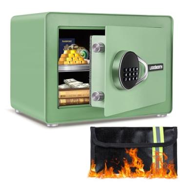 Imagem de Caixa segura de 1,0 metros cúbicos, pequeno cofre com bolsa à prova de fogo, prateleira removível, sistema de alarme, cofre de segurança eletrônico digital, caixa de dinheiro para dinheiro, documento,