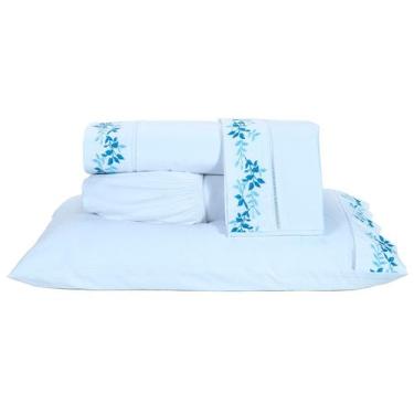 Imagem de Roupa de Cama Casal Londres Bordado 04 Peças  - Borda Bordados , Branc