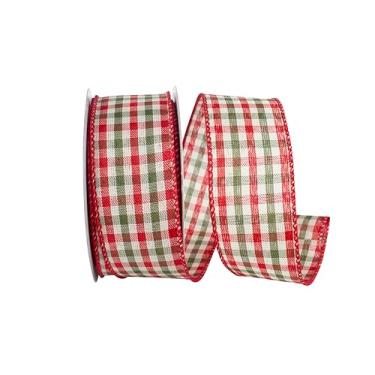 Imagem de Reliant Ribbon Holiday Country Fita xadrez com borda com fio, vermelho/verde