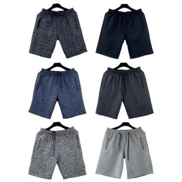 Imagem de kit 6 bermudas moletom masculino adulto bolsos lateral com ziper - f.g