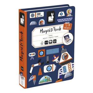 Imagem de Livro Magnético Infantil Viagem ao Cosmo Com 70 Peças Em Madeira - Janod