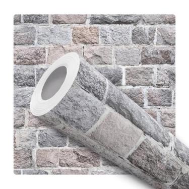 Imagem de Papel De Parede Adesivo Lavável Sala Pedra Rustica 3d Tijolinho Antigo