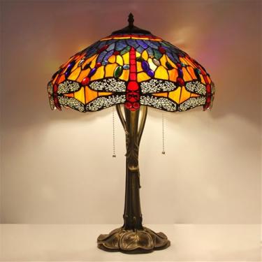 Imagem de American Retro Table Lamp LED Luxo Criatividade Sala de estar Estudo Quarto Lâmpada de cabeceira Villa Hotel Cor Vidro Mesa Luz (Estilo 8)