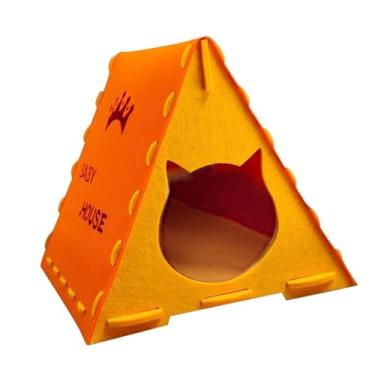 Imagem de IEUDNS Condomínio de cama de gato de gato de feltro confortável (fácil de) de gato de gato interno suprimentos de gato destacável sem derrapagem cama de, Laranja