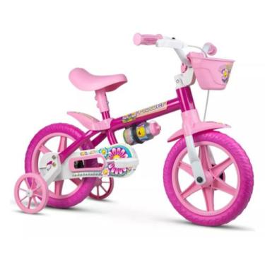 Imagem de Bicicleta Infantil com roda treinamento Flower Aro 12 Nathor