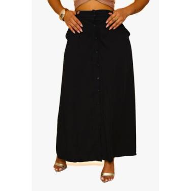 Imagem de Saia feminina longa com botões frontais - ALICE ZOE, Azul marinho, G