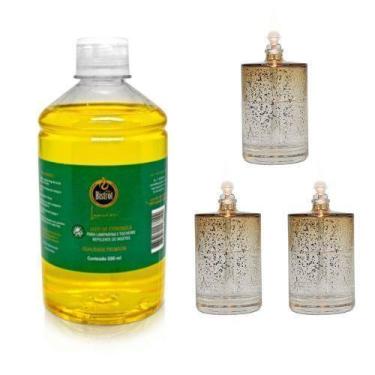 Imagem de Kit 3 Lamparinas Decorativa Sonhos Dour + 500Ml De Citronela - Velas b