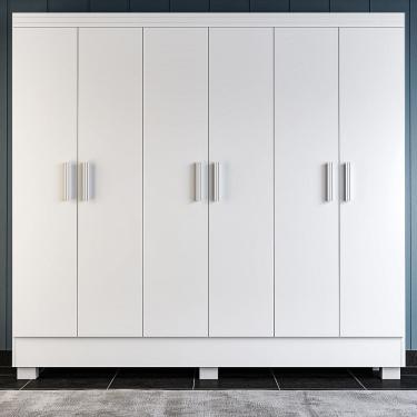 Imagem de Guarda-Roupa Solteiro Roupeiro 6 Portas e 2 Gavetas Compacto Ideal para Espaços Reduzidos 100% Mdf