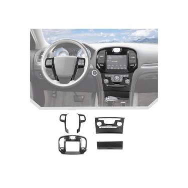 Imagem de JeCar Kit de acabamento interno de console central de fibra de carbono 5 peças para Chrysler 300/300C 2011-2014