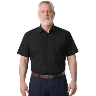 Imagem de Camisa Social Microleve Manga Curta Plus Size Não Amassa - C&C, Preto,