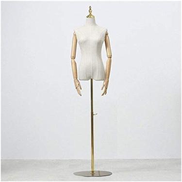 Imagem de CUTPOIY Tailors Manequim feminino manequim torso manequim exibição busto costureiras moda designer roupas suporte de exibição (disco dourado médio)