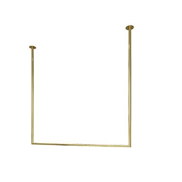 Imagem de CUTPOIY Cabideiro, trilho para roupas resistentes, suporte de exibição de roupas, tubo de metal, suporte de carga forte, economia de espaço, para lojas de moda (ouro 150 x 150 cm)