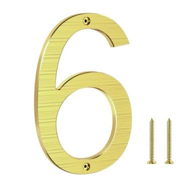 Imagem de Yafimea Números grandes dourados de 20 cm para casa, números de endereço residenciais modernos de metal para casa, números flutuantes externos de alumínio para portão de garagem de Wall Street (6)