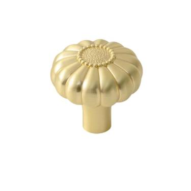 Imagem de Puxadores de latão antigo de 1,25'' de diâmetro, em formato de abóbora, puxadores de gaveta vintage para cozinha, TLS, 1 unidade