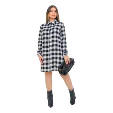 Imagem de Vestido camisa xadrez chemise festa junina  - Mamustore, Preto, G