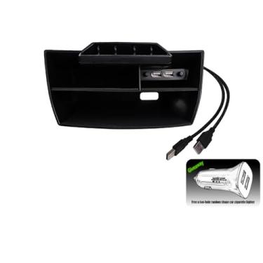 Imagem de AJHLJ® Para 10ª geração Civic Central Console Caixa de Armazenamento Moedas Bandejas Cartões Organizador com Cabo de Extensão USB Compatível com Civic 2016~2021