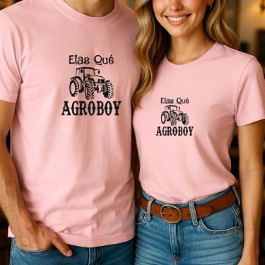 Imagem de Camiseta Unissex Casal Estampa Elas Qué Agroboy Meme Engraçado Relacio
