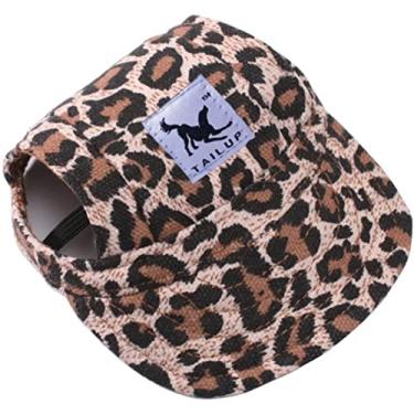 Imagem de Harikaji Chapéu de cachorro, chapéu de proteção solar para cães, boné de beisebol para esportes ao ar livre com furos para orelha, alça de queixo ajustável, para cães pequenos e médios grandes (G, leopardo)