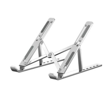Imagem de Suporte Ajustável para Notebook Laptop em Alumínio Base Ergonômica Portátil Prateado Facil e Pratico Premium