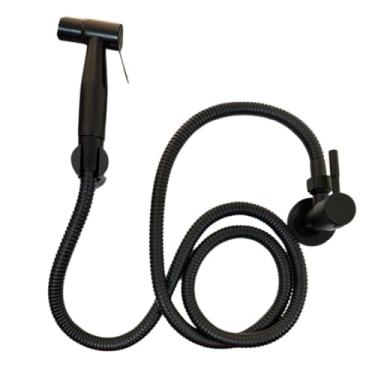 Imagem de Kit Ducha Higiênica Preta Inox 1,50 com Registro e Suporte