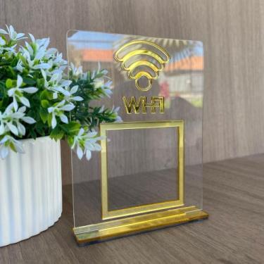 Imagem de Placa Qr Code Wifi personalizada  Suporte de Mesa display Elegante em 