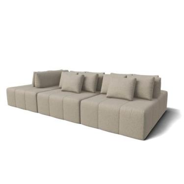 Imagem de Sofá Modulado Ilha Santorini 3,30m em Linho Sertão Bege - Home Mobily