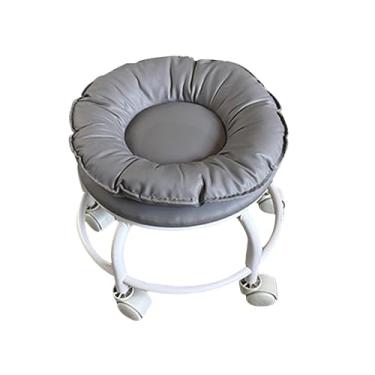 Imagem de Llazsybz Banco Giratório 360° com Rodas Universais, Pequeno Banco Multiuso, Ideal para Pedicure, Salão de Beleza E Cabeleireiro, Cinza, Tamanho real