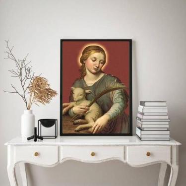 Imagem de Quadro Decorativo Santa Inês 33X24Cm - Com Vidro - Quadros On-Line