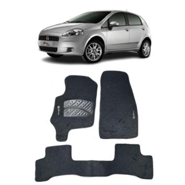 Imagem de Jogo Tapete Carpete Fiat Punto 2007 a 2014 Com Logo Bordado Preto-400.
