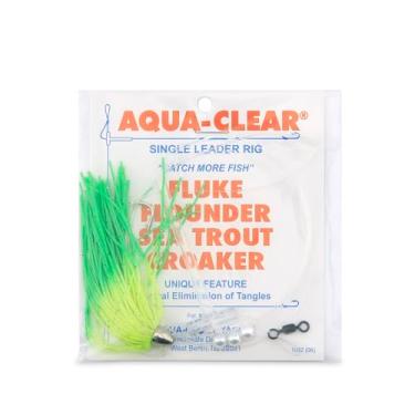 Imagem de Aqua-Clear, Teaser Flasher Rig, Single Leadr, Flndr/Fluke/Seatrout/Croaker, 4/0 Nckl WideGapHook, AFW Swvl, 40 lb/18.1 kg GS Mono, T-Standoff, Green Kingbuster, Pearls