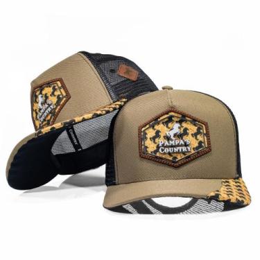 Imagem de Boné Trucker Telinha Ajustavel Aba Curva Linha County AGRO PP'S Aba De