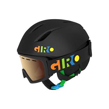 Imagem de Capacete de neve juvenil Giro Launch CP com óculos combinando – Preto fosco/blocos de festa – Tamanho P (52 – 55,5 cm) (2021)