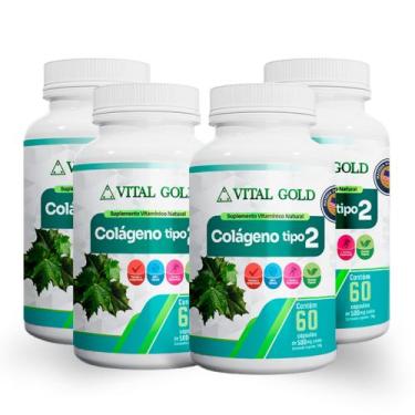 Imagem de COLÁGENO TIPO 2 - 500mg (60 Cápsulas) VITAL GOLD, 04 Unidade