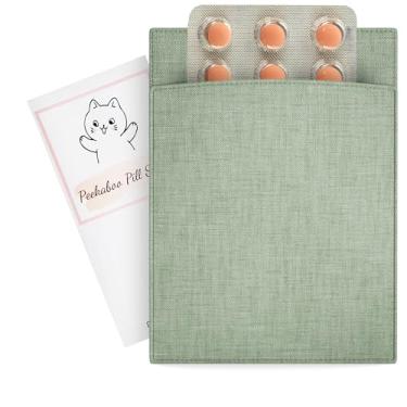 Imagem de Capa de comprimidos Peekaboo – Capa fofa para controle de nascimento, tecido de algodão macio para a capa de pílulas anticoncepcionais – Bolsa para pacotes de 10 x 7,6 cm (verde sálvia)