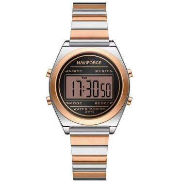 Imagem de Relógio Digital Feminino Com Pulseira De Aço Inoxidável De Quartzo Elegante Prata Rose