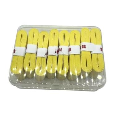 Imagem de oshhni Fita adesiva antiderrapante para raquete de badminton, 8 peças, faixa de suor, toque macio e seco, envoltório de cabo de alto desempenho para raquete, Amarelo