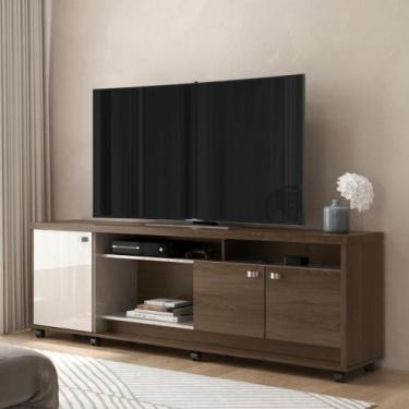 Imagem de Balcao tv Bucareste imbuia/off white perolizado - Mais de Casa