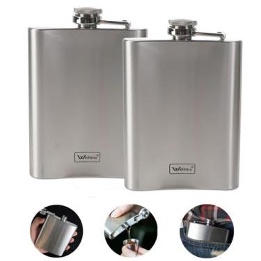 Imagem de Kit 2 Cantil De Bolso Em Inox Frasco Whiskeira Porta Bebida - Wellmix
