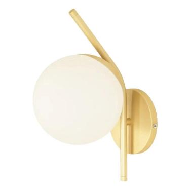 Imagem de 2X Arandela Inclinada Jabuticaba Globo De Vidro Dourado Mv