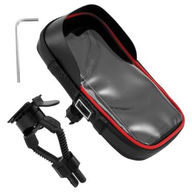Imagem de bigjvbfv Bolsa para celular para guidão de bicicleta, à prova d'água, com rotação de 360°, compatível com 15 Pro Max, bolsa para celular (vermelha)