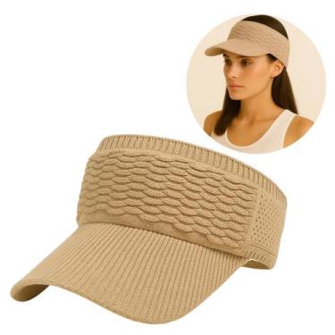 Imagem de Viseira Boné Feminino com Aba Longa Ajustável e Respirável Moda Praia 