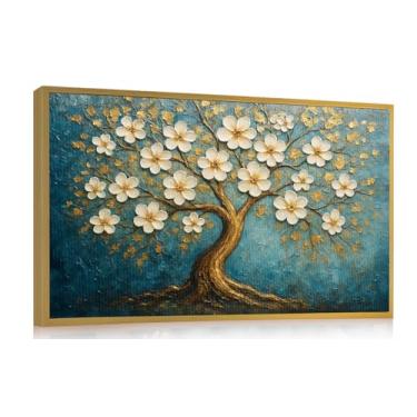 Imagem de Árvore da Vida Arte de Parede em Tela Moderna Abstrata Árvore da Vida Pintura Quadro Emoldurado Decoração de Parede para Sala de Estar Escritório Sala de Meditação Quarto Hotel Decoração de Casa 60 cm